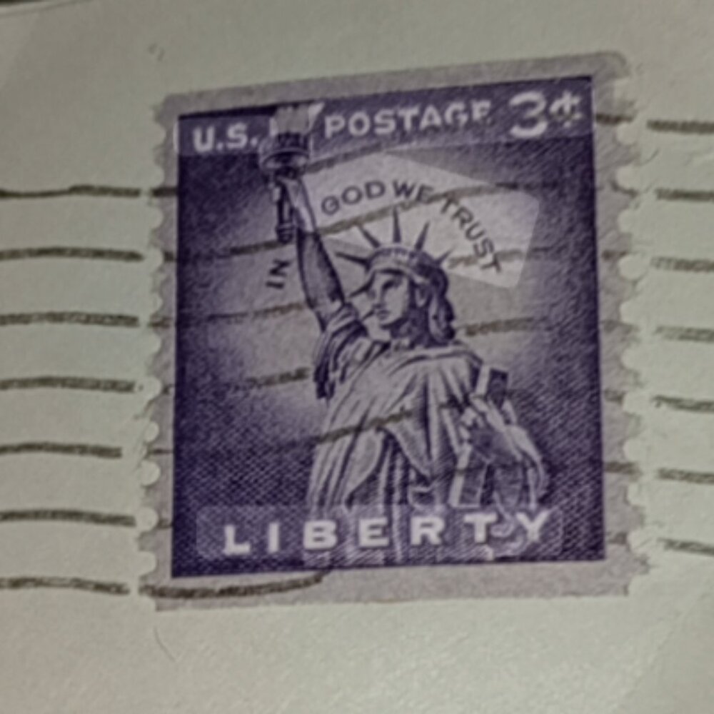 RARE Liberty 3 Cents Stamp Lady Statue Of Liberty U.S. Postage Purple